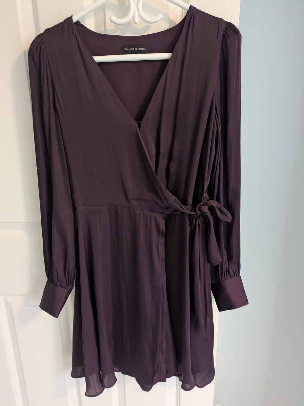 Banana Republic Deep Plum Wrap Dress with Tie Waist